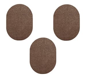 furnish my place modern plush solid brown color rug, indoor/outdoor mat, area rugs great for kids, pets, event, wedding, living room, made in usa, 2' x 3' oval - set of 3