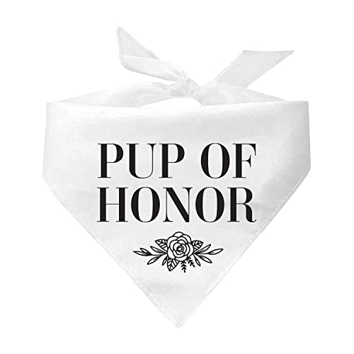 Pup of Honor Dog Bandana (White with Black Print)