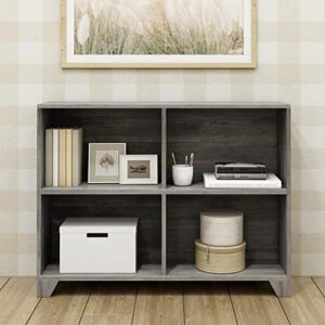 Max & Lily Modern Farmhouse 4-Shelf Bookcase, Solid Wood Bookshelves for Kids Bedroom, Driftwood