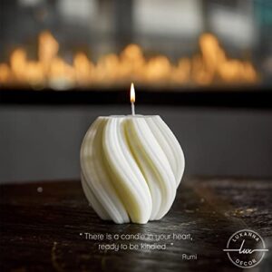 LUXANNA Large Decorative Scented Spiral Twirl Candle (White) - Handmade Aesthetic Candle for Home Decor - Minimalist Soy Wax Scented Candles Ideal Gift for Mother's Day, Birthday, Wedding, etc.