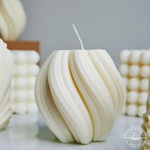 LUXANNA Large Decorative Scented Spiral Twirl Candle (White) - Handmade Aesthetic Candle for Home Decor - Minimalist Soy Wax Scented Candles Ideal Gift for Mother's Day, Birthday, Wedding, etc.