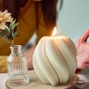 LUXANNA Large Decorative Scented Spiral Twirl Candle (White) - Handmade Aesthetic Candle for Home Decor - Minimalist Soy Wax Scented Candles Ideal Gift for Mother's Day, Birthday, Wedding, etc.