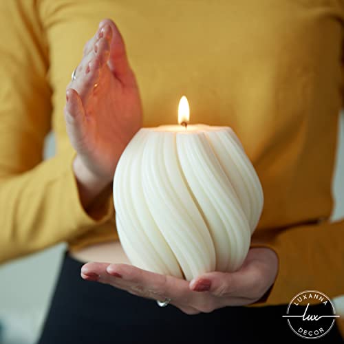 LUXANNA Large Decorative Scented Spiral Twirl Candle (White) - Handmade Aesthetic Candle for Home Decor - Minimalist Soy Wax Scented Candles Ideal Gift for Mother's Day, Birthday, Wedding, etc.