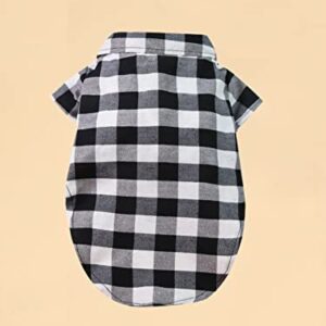 Milumia Pet Outfits Plaid Dog Shirt for Small Medium Dogs Bow Button Up Shirts Cat Clothes Black and White Small