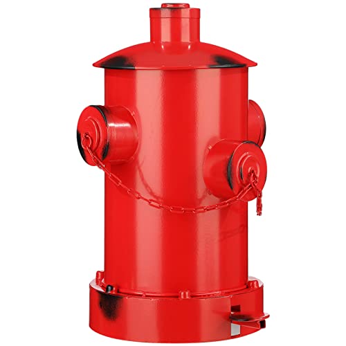 Hoolerry Fire Hydrant Trash Can Retro Creative Garbage Can with Inner Bucket Large Capacity Wrought Iron Pedal Trash Can Indoor Outdoor Waste Bins for Park Garden Kitchen Garbage (Red, Medium)