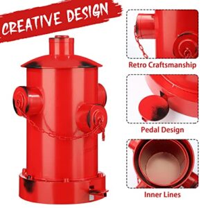 Hoolerry Fire Hydrant Trash Can Retro Creative Garbage Can with Inner Bucket Large Capacity Wrought Iron Pedal Trash Can Indoor Outdoor Waste Bins for Park Garden Kitchen Garbage (Red, Medium)