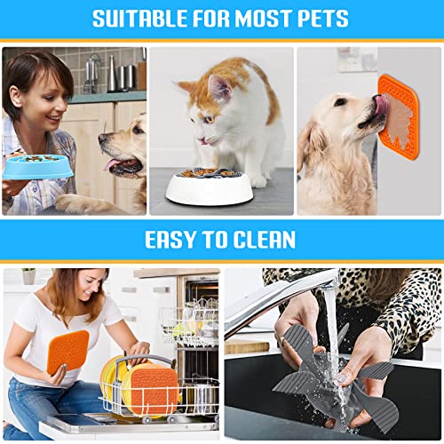 MooonGem 3 PCS Slow Feeder Dog Bowls, Lick Mat for Dogs, Dog Slow Feeder Insert with Strong Suction for Large Medium Small Dogs Cats, Dog Licking Pad, Puzzle Feeding Bowl Mat for Pets