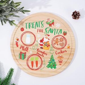 anydesign santa cookie plate round christmas wooden santa treat plate xmas eve santa treat board cute plate platter mat wooden tray plate for christmas decoration supplies