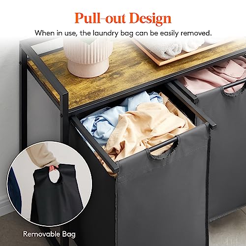 Lifewit Laundry Hamper, 95L 2 Section Pull out Clothes Hampers for Laundry with Large Top Shelf and 2 Removable Bags & Handles, Laundry Basket Sorter for Laundry Room Bedroom Bathroom and Dorm, Black