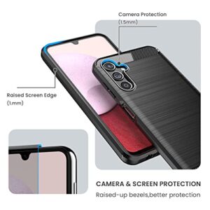 Dretal for Samsung Galaxy A14 5G Case, Galaxy A14 5G with Tempered Glass Screen Protector, Shock-Absorption Brushed Flexible Soft TPU Carbon Fiber Protective Cover for Samsung A14 5G(LS-Black)