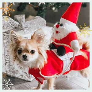 Santa Dog Costume Christmas, Puppy Clothes Santa Claus Riding Pet Outfit Winter Warm Vest Costumes, Pet Cosplay Costumes Party Dressing up Outfit for Small Medium Large Dogs and Cats (Medium)