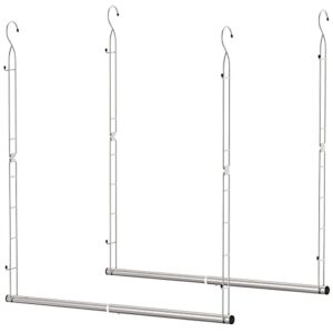 startostar closet hanging rod, width and height adjustable closet extender hanging rod, closet hanging organizer, stainless steel double closet rod, space-saving clothes hanging bar -2 pack