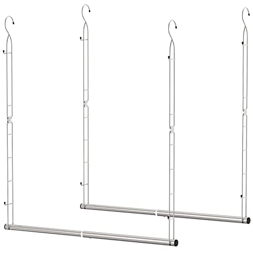 STARTOSTAR Closet Hanging Rod, Width and Height Adjustable Closet Extender Hanging Rod, Closet Hanging Organizer, Stainless Steel Double Closet Rod, Space-Saving Clothes Hanging Bar -2 Pack