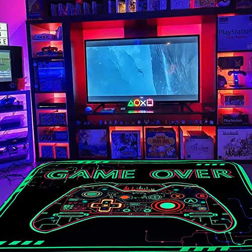 Csivoisw Gamer Rug Boys Gaming Rug for Kid Bedroom Game Printed Carpet, Glow in The Blacklight Game Rug, Playroom Large Non-Slip Rug Mat for Teen Boys Girls Room Decor 60x39 Inch