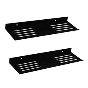 12 inch, 2 pack,metnal bathroom shelf, floating shelves, metal display wall shelf, wall mounted, frosted black (30x10.3cm)