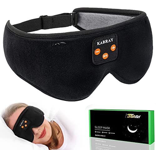 Sleep Mask with Bluetooth Headphones, Kabray Bluetooth Sleep Mask, Sleeping Headphones with Adjustable Stereo Speakers for Insomnia Nap Travel, Cool Tech Gadgets Unique Gift for Men Women