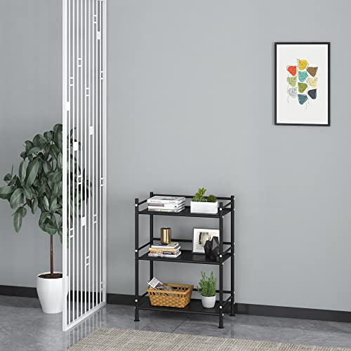 GHQME Metal Standing Bookshelf Space Saver, Storage Tower Rack for Kitchen Bathroom, Storage Shelving Unit Organizer, Outdoor Flower Stand Storage Rack Shelves Bookcase for Home Office