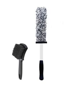 gy-adc 2pcs car wheel and tire brush set, premium microfiber for safe cleaning of wheels, rims, and tires, suitable for cars, trucks, and motorcycles