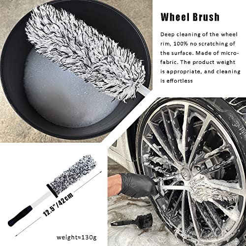 Gy-Adc 2Pcs Car Wheel and Tire Brush Set, Premium Microfiber for Safe Cleaning of Wheels, Rims, and Tires, Suitable for Cars, Trucks, and Motorcycles