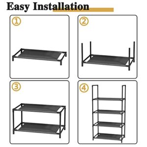 Z&L HOUSE 4 Tier Shoe Organizer, Sturdy Metal Small Shoe Rack Stand That Can Store 8-10 Pairs of Shoes, Stackable Shoe Storage Shelf for Closet Entryway to Increase The Use of Space