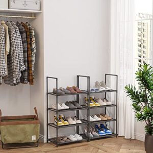 Z&L HOUSE 4 Tier Shoe Organizer, Sturdy Metal Small Shoe Rack Stand That Can Store 8-10 Pairs of Shoes, Stackable Shoe Storage Shelf for Closet Entryway to Increase The Use of Space