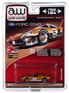 auto world 1966 ford gt40#5 gold limited edition to 3600 pieces worldwide 1/64 diecast model car cp7923