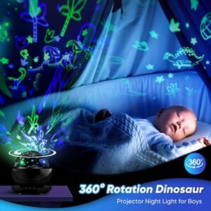 VSATEN Night Light for Kids, Dinosaur Night Light Projector, 3 in 1 360° Rotating Dino Projector Lamp with Planets & Animal Theme for Kids Bedroom Decor, Dinosaur Toys Gifts for 3-10 Year Old Boys