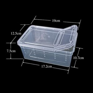 2 Pieces Reptile Transport Container Box Plastic Reptile Tubs Reptile Terrarium Snake Breeding Feeding Box Insect Tarantula Enclosure Tank Snail Spider Habitat Cage Mini Critter Keeper