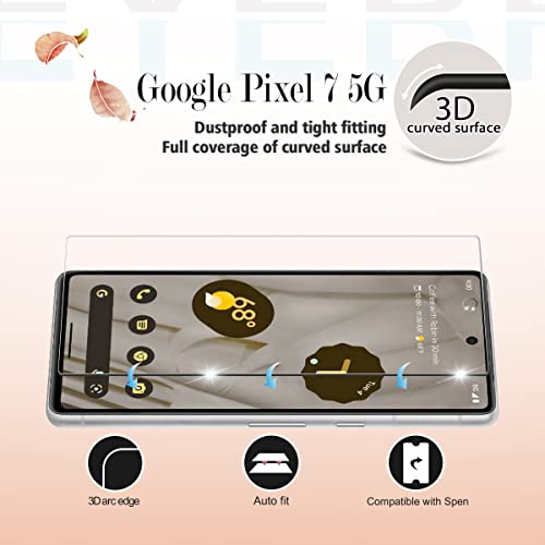 YEYEBF Google Pixel 7 Screen Protector, [2 Pack] Full Coverage Tempered Glass Screen Protector for Pixel 7 [Anti-Shatter][3D Glass][Case-Friendly]