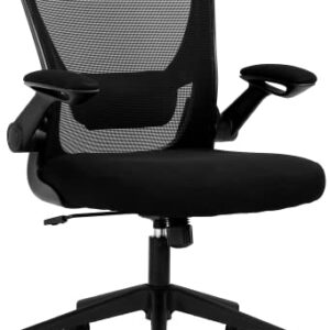 Ergonomic Office Chair Small Mesh Comfortable Computer Comfy Swivel Rolling Executive Task with Lumbar Support Wheels and Arms Mid Back Adjustable Adults for Bedroom Desk Black