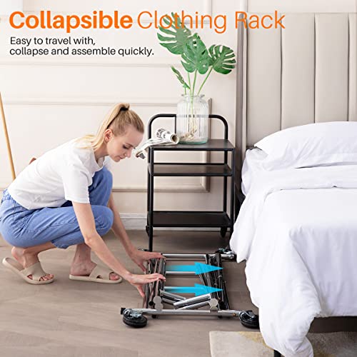 HOKEEPER 330 Lbs Heavy Duty Garment Rack for Hanging Clothes Commercial Clothing Rack with Rubber Wheels Rolling Clothes Rack Collapsible Portable Chrome Finish, S001-4