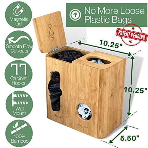 Ayos Grocery Bag Holder & Trash Bag Dispenser - The Original 2 in 1 Plastic Bag Organizer (Natural)