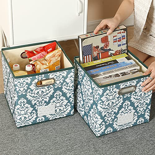 SEEKIND Storage Box, Decorative Storage Bins with Lid,6 in 1 Set,with Handles,Foldable for Space Saving Storage Boxes,for Bras,Clothes, Cosmetic,Blankets (Turquoise)