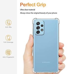 KIOMY 𝐒𝐀𝐌 𝐀𝟐𝟑 Clear Case for Samsung Galaxy A23 4G 5G with 2pcs HD Tempered Glass Screen Protectors Transparent Cover for A23 4G LTE Hybrid Hard PC Back and Flexible TPU Frame Shockproof Bumper