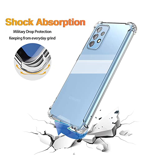KIOMY 𝐒𝐀𝐌 𝐀𝟐𝟑 Clear Case for Samsung Galaxy A23 4G 5G with 2pcs HD Tempered Glass Screen Protectors Transparent Cover for A23 4G LTE Hybrid Hard PC Back and Flexible TPU Frame Shockproof Bumper