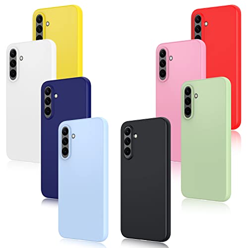 (8 Pack) for Samsung Galaxy A14 5G Case, Soft Silicone Gel Bumper Shell Shockproof Protection Phone Case Cover for Samsung Galaxy A14 5G, Red, black, dark blue, yellow, pink, white, green, purple