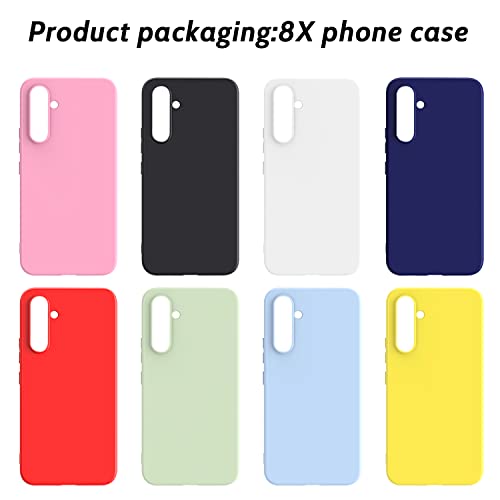 (8 Pack) for Samsung Galaxy A14 5G Case, Soft Silicone Gel Bumper Shell Shockproof Protection Phone Case Cover for Samsung Galaxy A14 5G, Red, black, dark blue, yellow, pink, white, green, purple