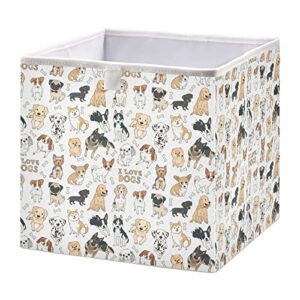 xigua dog rectangle storage bin large collapsible storage box canvas storage basket for home,office,books,nursery,kid's toys,closet