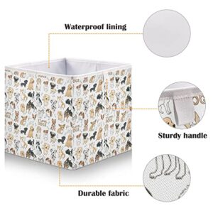 xigua Dog Rectangle Storage Bin Large Collapsible Storage Box Canvas Storage Basket for Home,Office,Books,Nursery,Kid's Toys,Closet