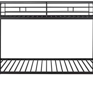 Tensun Twin Over Twin Metal Bunk Bed Frame with Safety Guard Rail and Ladder, Space-Saving, No Box Spring Needed, Noise Free (Black)