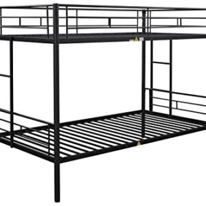 Tensun Twin Over Twin Metal Bunk Bed Frame with Safety Guard Rail and Ladder, Space-Saving, No Box Spring Needed, Noise Free (Black)