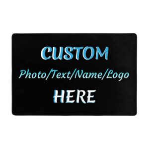 Custom Rug with Logo Personalized Design Your Own Photo Text Name Door Mat Non-Slip Durable Carpet Suitable for Living Room Office Coffee Table Balcony (36 x 24 in)