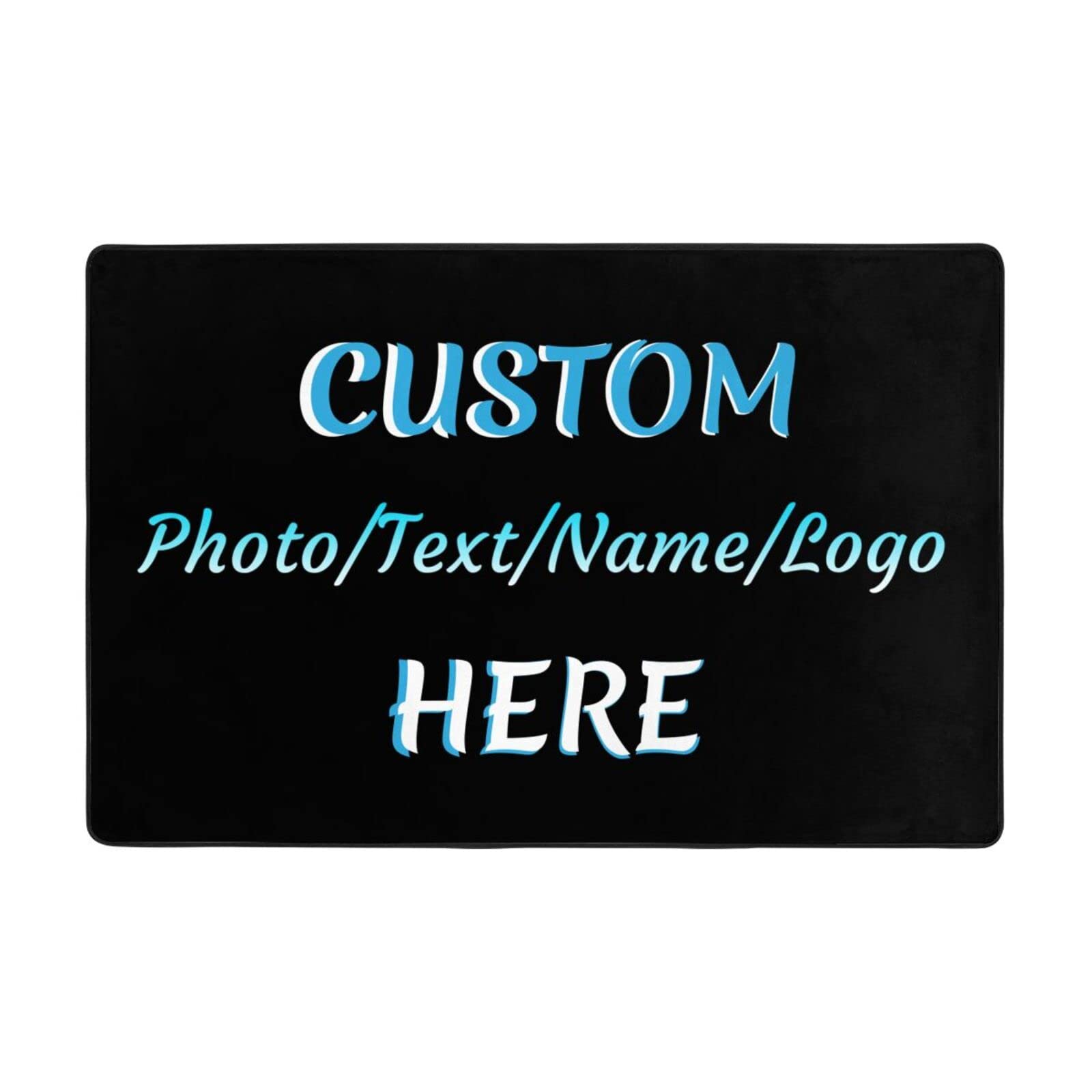 Custom Rug with Logo Personalized Design Your Own Photo Text Name Door Mat Non-Slip Durable Carpet Suitable for Living Room Office Coffee Table Balcony (36 x 24 in)