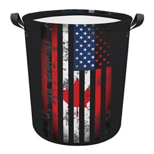 american canadian flag collapsible laundry basket laundry hamper with handles washing bin dirty clothes bag for college dorm, family