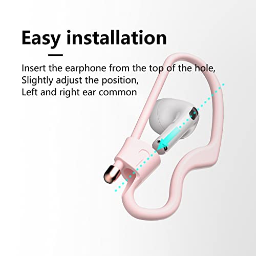 Ear Hooks for AirPods Pro 3/ 2 /1 Earbuds Accessories Anti-Lost Loop Anti-Slip Strap Multi-Dimensional Adjustable for Running Jogging Cycling Gym Silicone (Pink)