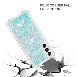 HOUSON Compatible with Samsung Galaxy S21 5G Glitter Case for Girls Women Bling Sparkle Floating Quicksand Soft TPU Luxury Pretty Phone Case, (Blue)