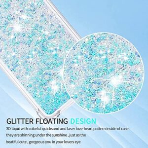 HOUSON Compatible with Samsung Galaxy S21 5G Glitter Case for Girls Women Bling Sparkle Floating Quicksand Soft TPU Luxury Pretty Phone Case, (Blue)