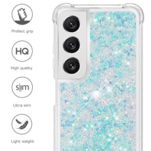 HOUSON Compatible with Samsung Galaxy S21 5G Glitter Case for Girls Women Bling Sparkle Floating Quicksand Soft TPU Luxury Pretty Phone Case, (Blue)