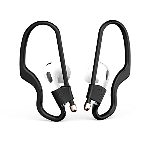 Ear Hooks for AirPods Pro 3/ 2 /1 Earbuds Accessories Anti-Lost Loop Anti-Slip Strap Multi-Dimensional Adjustable for Running Jogging Cycling Gym Silicone (Black)