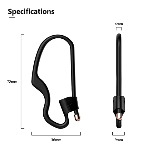Ear Hooks for AirPods Pro 3/ 2 /1 Earbuds Accessories Anti-Lost Loop Anti-Slip Strap Multi-Dimensional Adjustable for Running Jogging Cycling Gym Silicone (Black)